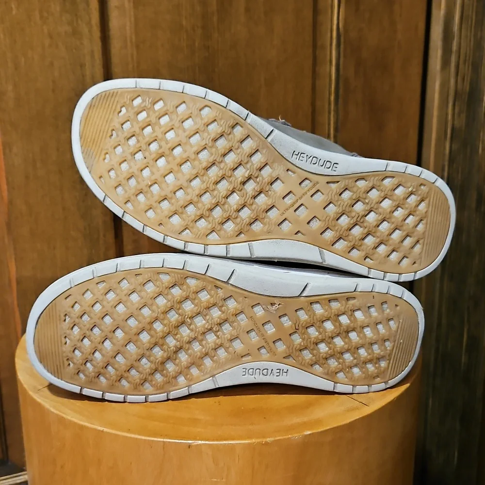 Hey Dude Eloise High Top Shoes Slip On Sneakers Grey Brown Taupe Size 7 Size 38 - Picture 16 of 16